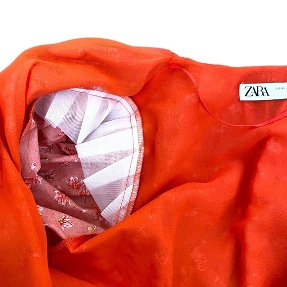 ZARA Belted Floral Wrap Style Long Sleeve Blouse - Picture 12 of 16